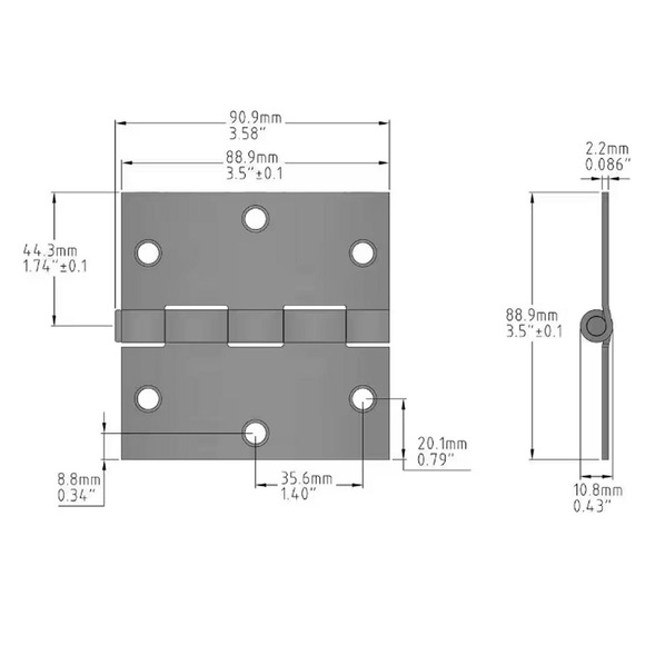 2-PK Everbilt 3-1/2 in. Galvanized Broad Utility Hinges, NIP + Free Shipping - Picture 3 of 4